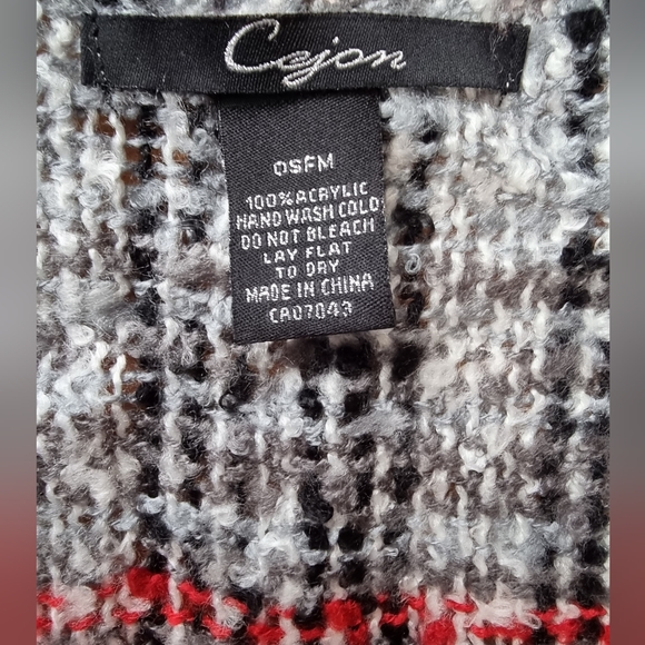 Cejon One Size Cape Shawl Blanket Sweater Wrap Poncho Grey Red - Picture 4 of 5